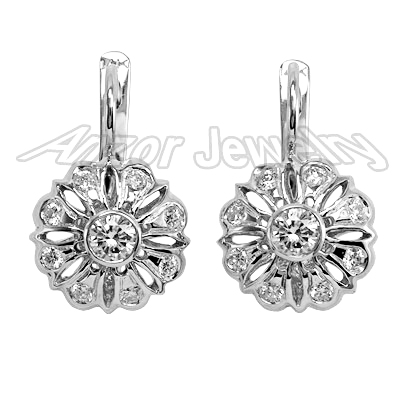 Russian Style Diamond Malinka Earrings 14k gold  #E1254 Russian Style Diamond Malinka Earrings 14k gold  #E1254