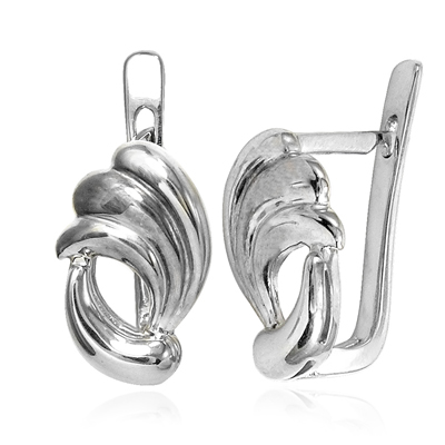 14k Solid White Gold Design Earrings E1188