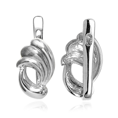 14k Solid White Gold Design Earrings E1188