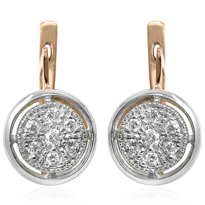 14k Rose Gold Diamond Earrings Russian Jewelry E1204