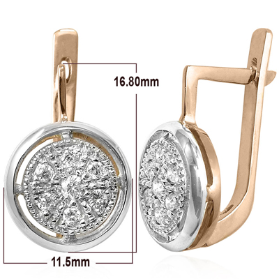14k Rose Gold Diamond Earrings Russian Jewelry E1204