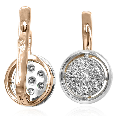 14k Rose Gold Diamond Earrings Russian Jewelry E1204