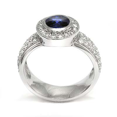 14k White Gold Sapphire and Diamond Engagement Ring #R1776 14k White Gold Sapphire and Diamond Engagement Ring #R1776