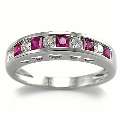 14k White Gold Diamond Ruby Ring R1781