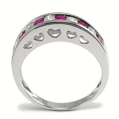 14k White Gold Diamond Ruby Ring R1781