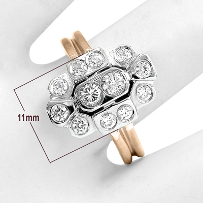 14K Rose & White Gold Diamond Ring Russian Jewelry R1791 14K Rose & White Gold Diamond Ring Russian Jewelry R1791