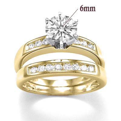 18k Gold Diamond Engagement Ring Wedding Band Set  #R1772