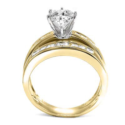 18k Gold Diamond Engagement Ring Wedding Band Set  #R1772