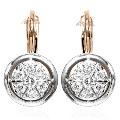 14k Rose Gold Diamond Russian style Earrings E1196