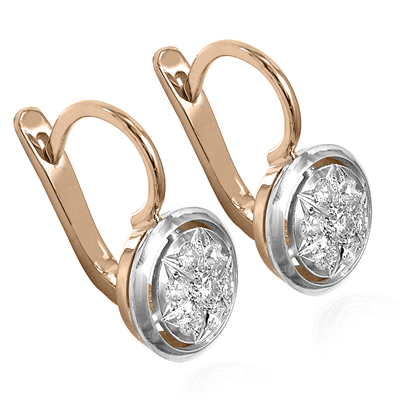 14k Rose Gold Diamond Russian style Earrings E1196