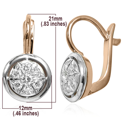 14k Rose Gold Diamond Russian style Earrings E1196