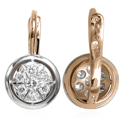 14k Rose Gold Diamond Russian style Earrings E1196