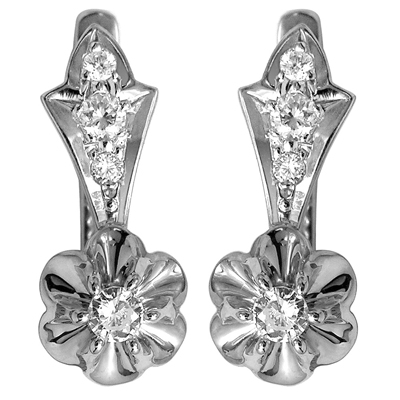 14k Gold Diamond Earrings Russian Jewelry E1200
