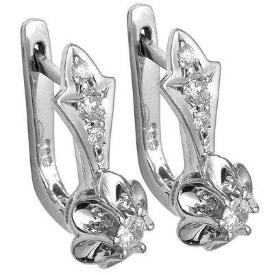 14k Gold Diamond Earrings Russian Jewelry E1200