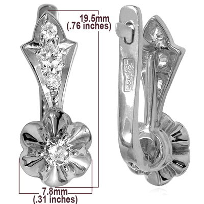 14k Gold Diamond Earrings Russian Jewelry E1200