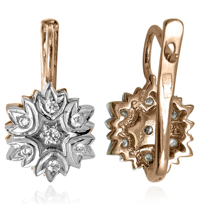 14k Rose Gold Diamond Russian style Earrings E1212 14k Rose Gold Diamond Russian style Earrings E1212