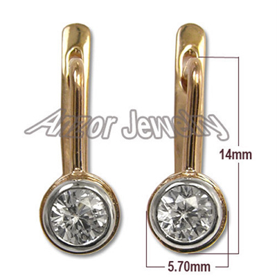 Russian Syle Diamond Earrings in 14k Rose gold 585 E1216 Russian Syle Diamond Earrings in 14k Rose gold 585 E1216