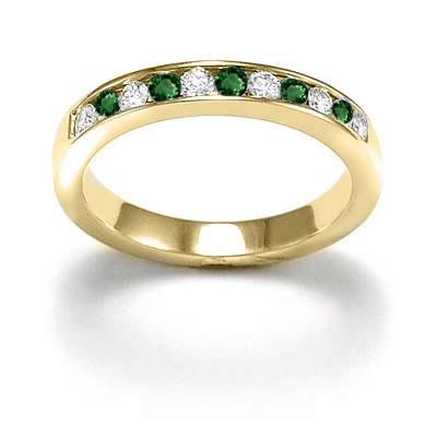 14k Gold Russian Chrome Diopside Diamond Band R1802