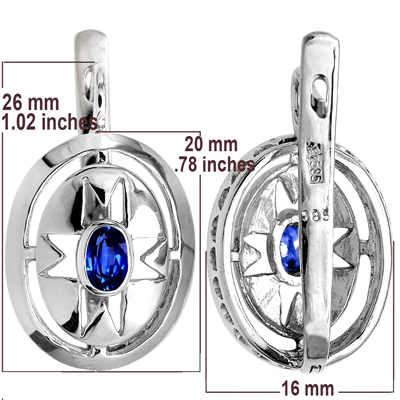 Russian Style Earrings Blue Sapphire Gold 585 E1227