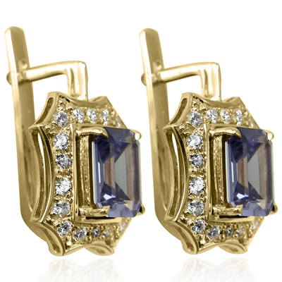 Russian Style Created Alexandrite Earrings 585 E1229