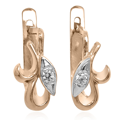 Russian Style CHILDREN'S Diamond Earrings 14k Gold E1230