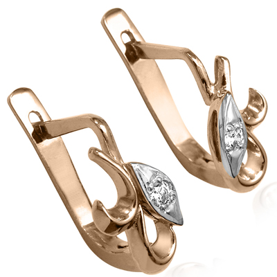 Russian Style CHILDREN'S Diamond Earrings 14k Gold E1230