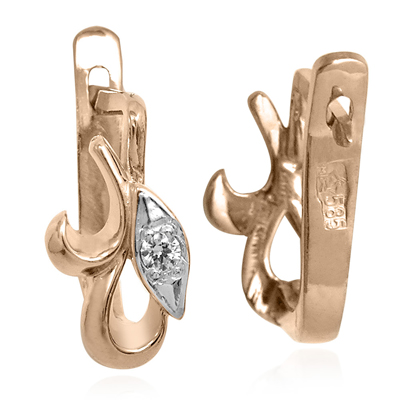 Russian Style CHILDREN'S Diamond Earrings 14k Gold E1230