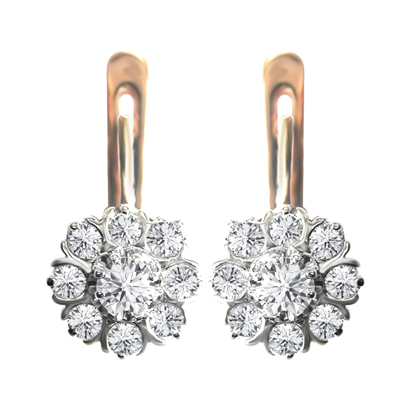 Old Russian Style Malinka Diamond Earrings 585 E1392