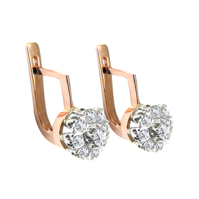Old Russian Style Malinka Diamond Earrings 585 E1392