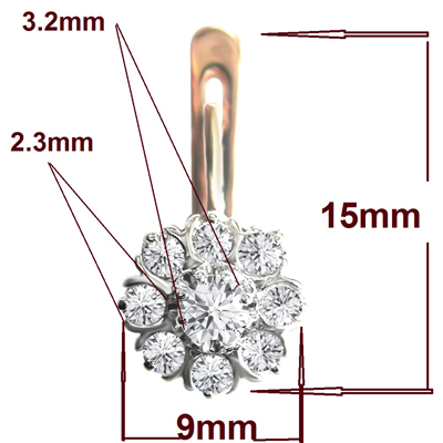 Old Russian Style Malinka Diamond Earrings 585 E1392