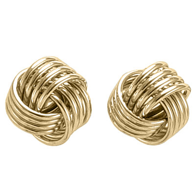 14k Solid Yellow Gold Love Knot Studs 11mm E1396