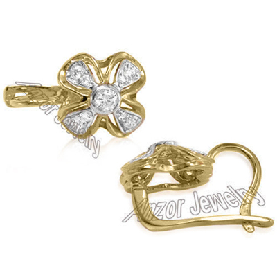 Russian Style Genuine Diamonds Earrings 14k Gold #E1272