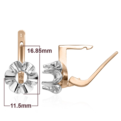 14k Gold Russian Semi-Mount Earrings E1275 14k Gold Russian Semi-Mount Earrings E1275