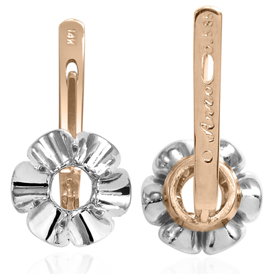 14k Gold Russian Semi-Mount Earrings E1275 14k Gold Russian Semi-Mount Earrings E1275