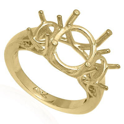 14k Yellow Gold 3 Stone Trellis Ring Setting R1860 14k Yellow Gold 3 Stone Trellis Ring Setting R1860