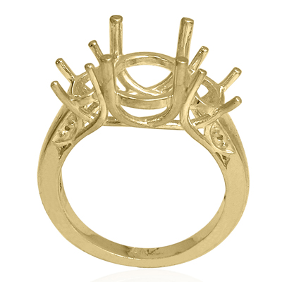 14k Yellow Gold 3 Stone Trellis Ring Setting R1860 14k Yellow Gold 3 Stone Trellis Ring Setting R1860