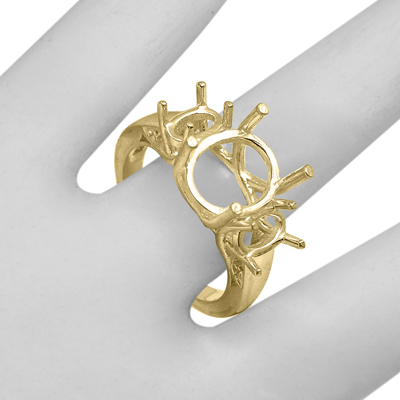 14k Yellow Gold 3 Stone Trellis Ring Setting R1860 14k Yellow Gold 3 Stone Trellis Ring Setting R1860