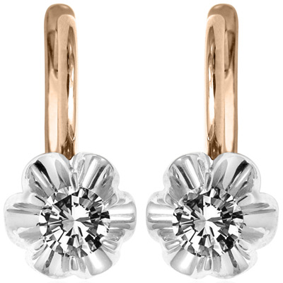 Russian Style Cubic Zirconia Earrings 585 E1276 Russian Style Cubic Zirconia Earrings 585 E1276