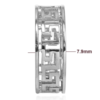 Men's 14k White Gold Greek Key Ring R1866