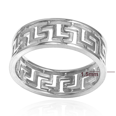 Men's 14k White Gold Greek Key Ring R1866