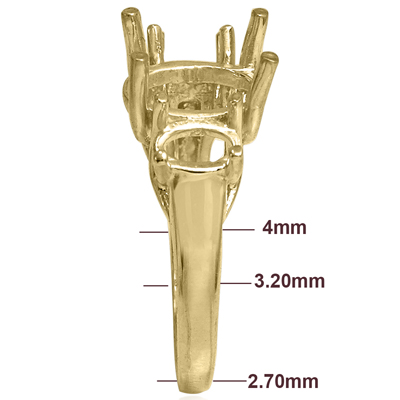 14k Yellow Gold 3 Stone Trellis Ring Setting #R1859 14k Yellow Gold 3 Stone Trellis Ring Setting #R1859