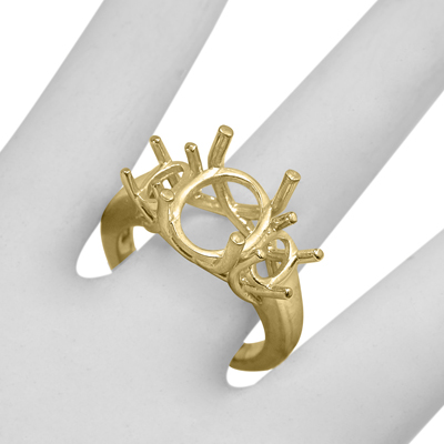 14k Yellow Gold 3 Stone Trellis Ring Setting #R1859 14k Yellow Gold 3 Stone Trellis Ring Setting #R1859