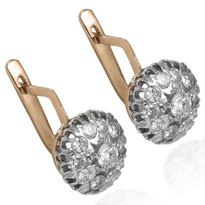 Russian Style Diamond Malinka Earrings 14k white  #E1279 Russian Style Diamond Malinka Earrings 14k white  #E1279