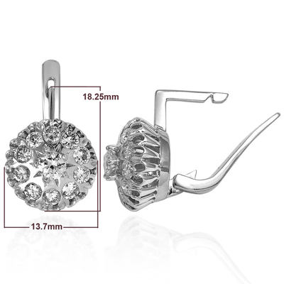 Russian Style Diamond Malinka Earrings 14k Solid White gold #E1281 Russian Style Diamond Malinka Earrings 14k Solid White gold #E1281