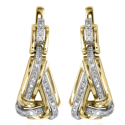 Russian Style Diamond Earrings 585 14k E1289 Russian Style Diamond Earrings 585 14k E1289