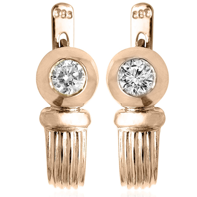 Russian Style Diamond Earrings in 585 14K Gold #E1247