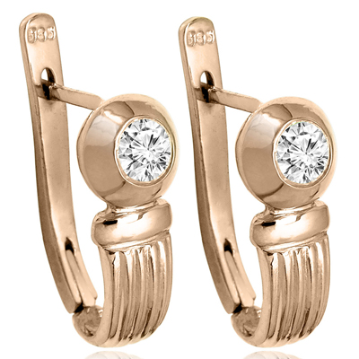 Russian Style Diamond Earrings in 585 14K Gold #E1247