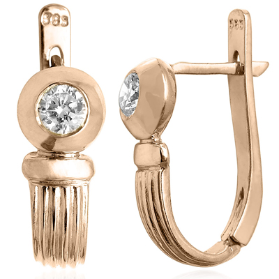 Russian Style Diamond Earrings in 585 14K Gold #E1247