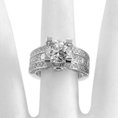 14k Gold Diamond & White Topaz Engagement Ring R1820