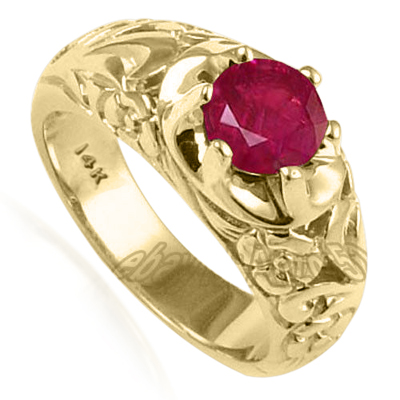 Men's 14k Yellow Gold Burma Ruby Ring R1821